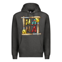 Charcoal Heather softball mama Premium Hoodie - CowhideDigitalArt