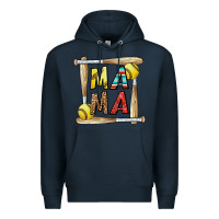 Navy softball mama Premium Hoodie - CowhideDigitalArt