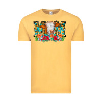 Vintage Mustard Mom Cow Flowers Vintage Tee - CowCowDesign