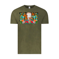 Vintage Olive Mom Cow Flowers Vintage Tee - CowCowDesign
