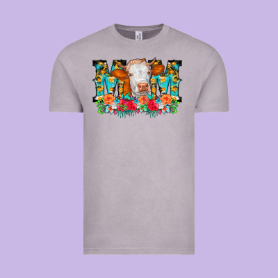 Mom Cow Flowers Vintage Tee Designed By Cowcowdesign