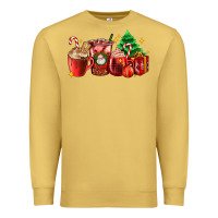 Antique Gold Christmas coffee cups with gift and Christmas tree Premium Sweatshirt - AdoDesignShop