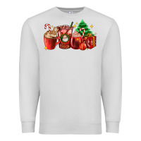 Dove Grey Christmas coffee cups with gift and Christmas tree Premium Sweatshirt - AdoDesignShop