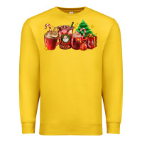 Lemon Christmas coffee cups with gift and Christmas tree Premium Sweatshirt - AdoDesignShop