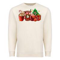 Sandshell Christmas coffee cups with gift and Christmas tree Premium Sweatshirt - AdoDesignShop