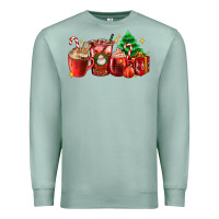 Seafoam Christmas coffee cups with gift and Christmas tree Premium Sweatshirt - AdoDesignShop