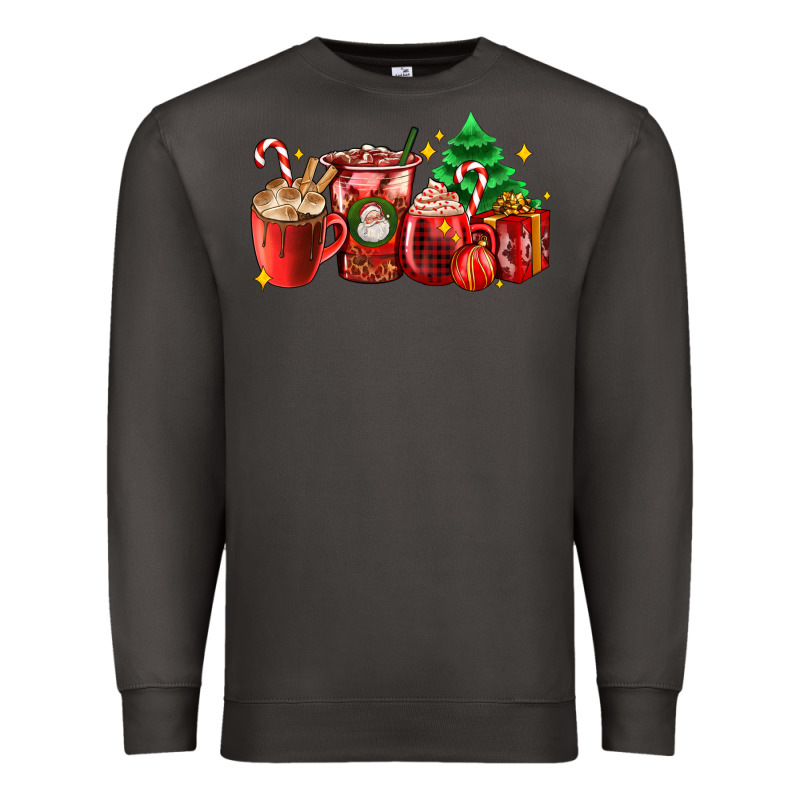 Christmas Coffee Cups With Gift And Christmas Tree Premium Sweatshirt by AdoDesignShop | Teevron