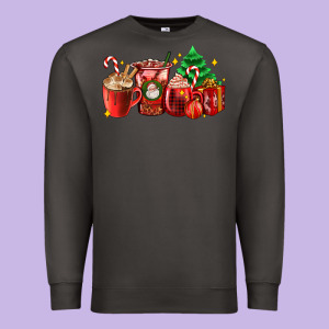 Christmas Coffee Cups With Gift And Christmas Tree Premium Sweatshirt Designed By Adodesignshop