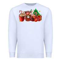 White Christmas coffee cups with gift and Christmas tree Premium Sweatshirt - AdoDesignShop
