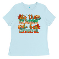 Baby Blue tis the season to be grateful Ladies Tee - CowGirlArtShop