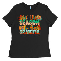 Black tis the season to be grateful Ladies Tee - CowGirlArtShop