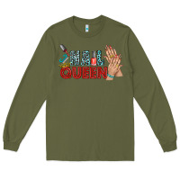 Army Green nail queen bbs Long Sleeve Tee - BundleAndBundleShop
