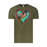Vintage Olive Feather Heart Vintage Tee - Jasminsmagicworld