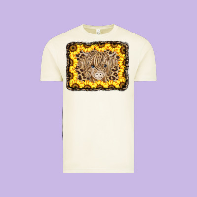 Baby Cow Leopard Sunflowers Vintage Tee Designed By Cowcowdesign