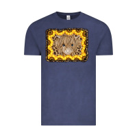 Vintage Denim Baby Cow Leopard Sunflowers Vintage Tee - CowCowDesign
