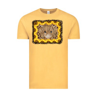 Vintage Mustard Baby Cow Leopard Sunflowers Vintage Tee - CowCowDesign