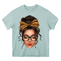Caucasian Leopard Messy Bun Heavy Core Tee | Teevron