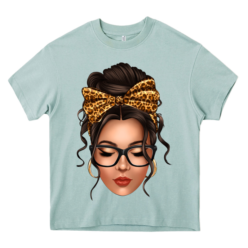Caucasian Leopard Messy Bun Heavy Core Tee by texasbilliewilder | Teevron