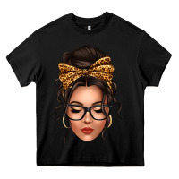 Black caucasian leopard messy bun Heavy Core Tee - texasbilliewilder