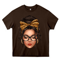 Chocolate Brown caucasian leopard messy bun Heavy Core Tee - texasbilliewilder