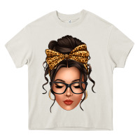 Cream caucasian leopard messy bun Heavy Core Tee - texasbilliewilder