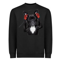 Black french bulldog dj style Heavyweight Sweatshirt - artisFamous