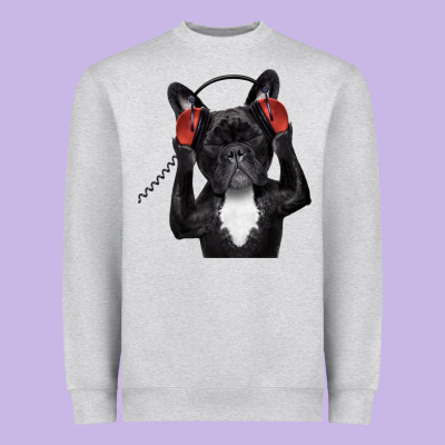 French Bulldog Dj Style Heavyweight Sweatshirt Designed By Artisfamous