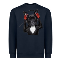Navy french bulldog dj style Heavyweight Sweatshirt - artisFamous