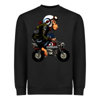 Black monkey bike cartoon Heavyweight Sweatshirt - artisFamous