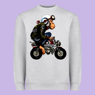 Monkey Bike Cartoon Heavyweight Sweatshirt Designed By Artisfamous