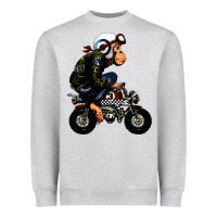 Heather Grey monkey bike cartoon Heavyweight Sweatshirt - artisFamous