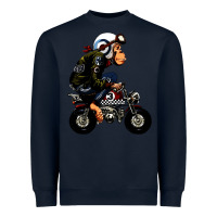 Navy monkey bike cartoon Heavyweight Sweatshirt - artisFamous