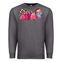 Charcoal Heather pink christmas coffee cups Premium Sweatshirt - AdoDesignShop