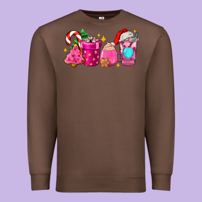 Pink Christmas Coffee Cups Premium Sweatshirt Designed By Adodesignshop