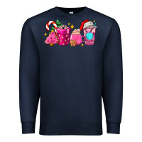 Navy pink christmas coffee cups Premium Sweatshirt - AdoDesignShop