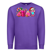 Purple pink christmas coffee cups Premium Sweatshirt - AdoDesignShop