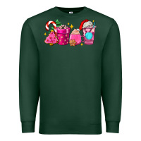 Sports Green pink christmas coffee cups Premium Sweatshirt - AdoDesignShop