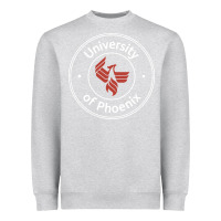 Heather Grey university of phoenix white red Heavyweight Sweatshirt - artisFamous