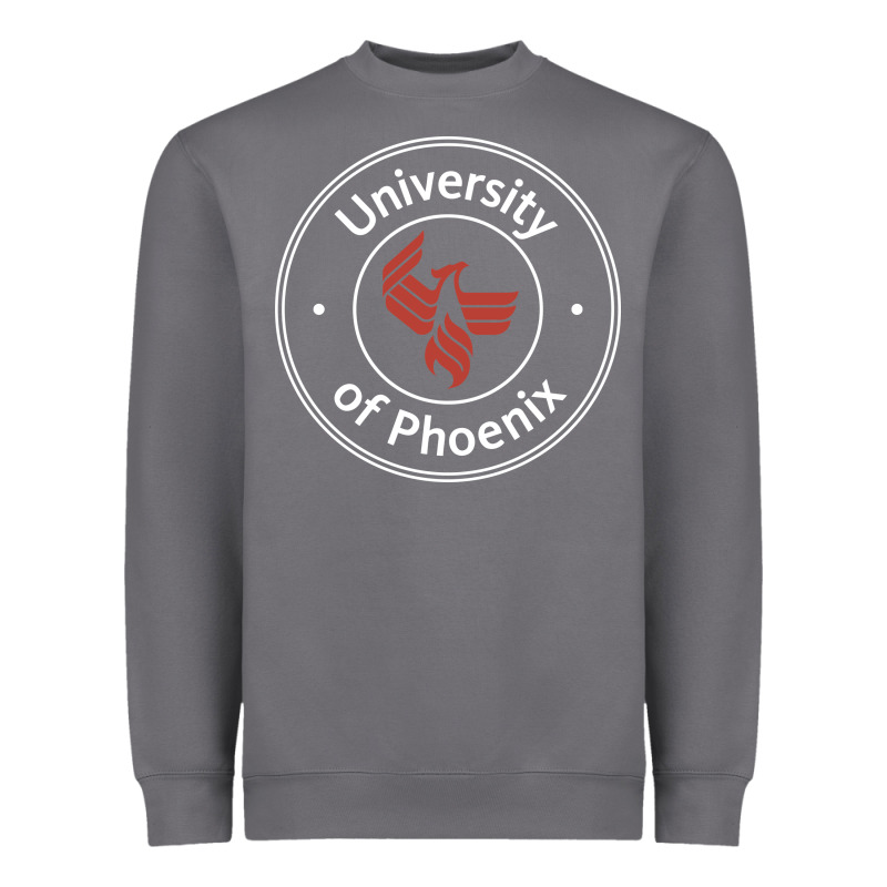 University Of Phoenix White Red Heavyweight Sweatshirt by artisFamous | Teevron