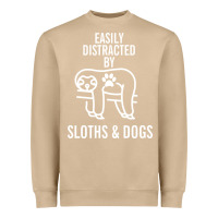Mushroom easily distracted by sloths and dogs funny sloth quote paw print Heavyweight Sweatshirt - artisFamous