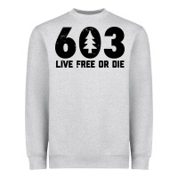 Heather Grey live free or die 603 tree Heavyweight Sweatshirt - artisFamous
