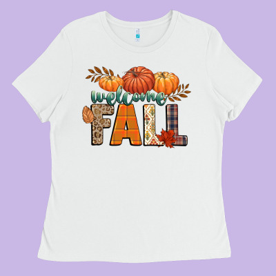 Welcome Fall Ladies Tee Designed By Cowgirlartshop