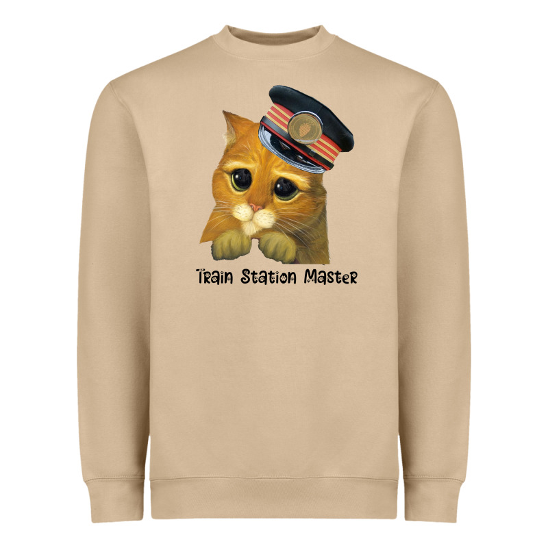 Cat Tama Train Station Master Heavyweight Sweatshirt by artisFamous | Teevron