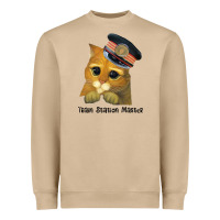 Mushroom cat tama train station master Heavyweight Sweatshirt - artisFamous