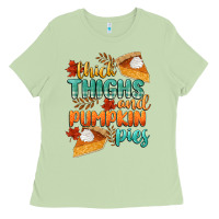Matcha thick thighs and pumpkin pies Ladies Tee - CowGirlArtShop