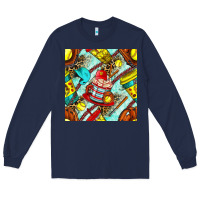 Navy softball coffee cup and bat with leopard seamless pattern bbs Long Sleeve Tee - BundleAndBundleShop