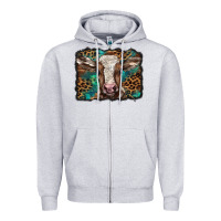 Heather Grey Christmas background baby calf Zipper Hoodie - BarkalooDesign