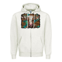 Oatmeal Heather Christmas background baby calf Zipper Hoodie - BarkalooDesign