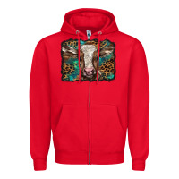 Red Christmas background baby calf Zipper Hoodie - BarkalooDesign