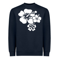 Navy hawaiian flower Heavyweight Sweatshirt - artisFamous